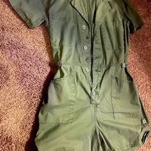 Olive Green Utility Romper